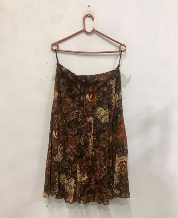 Yessica Damen brauner Floral-Print Midi-Rock