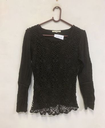 Banana Republic Black Crochet Knit Top