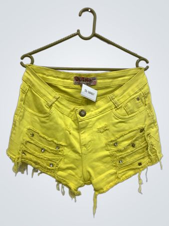 Mirabela Women's Yellow Distressed Denim Shorts Größe 44