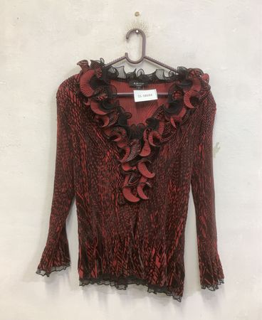 KRISS Damen rot- und schwarzgemustertes Langarmoberteil