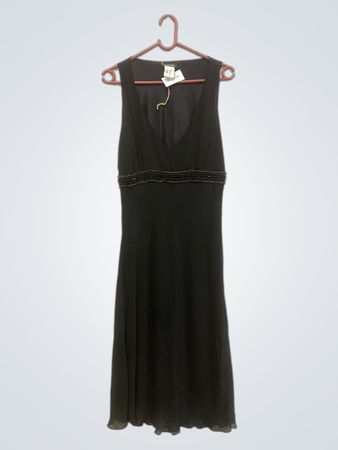 Laura Scott Abend Schwarz Ärmelloses Perlenkleid