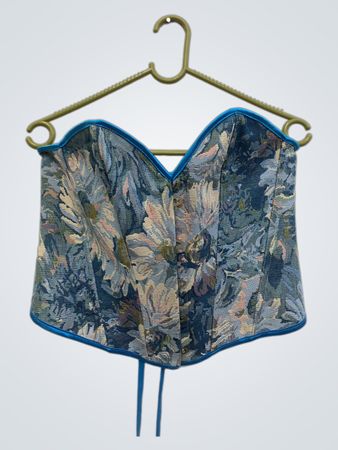 „Blauer Blumen-Tapisserie-Korsett mit blauen Akzenten“