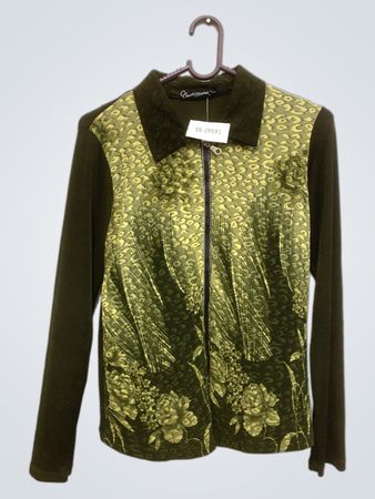 Crescendo Damen Grüne Blumendruck Zip-Up Jacke
