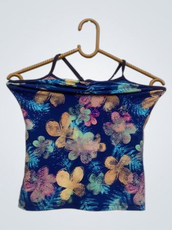 Blaues Blumendruck-Top