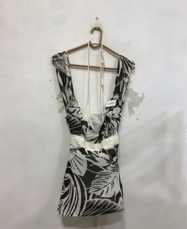 Halterneck-Top mit Blattdruck