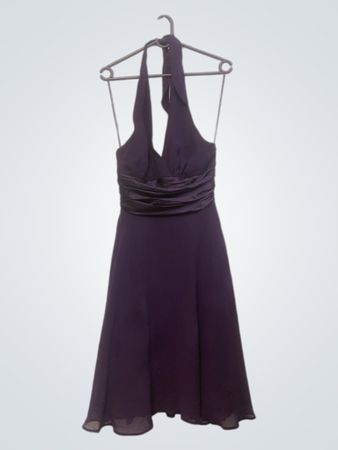 Lila Halterneck-Rüschentasche Kleid
