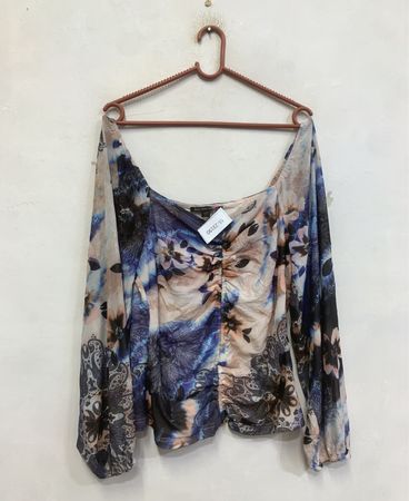 Boston Proper Floral Print Ruched Top