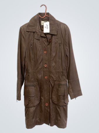 KOLLEKTION Brauner Leder-Trenchcoat