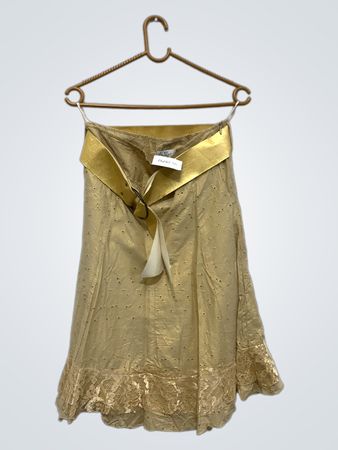 FLY ANGEL Gold bestickter Rock mit Spitzenbesatz