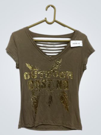 Damen T-Shirt mit ausgeschnittenem Rücken und V-Ausschnitt