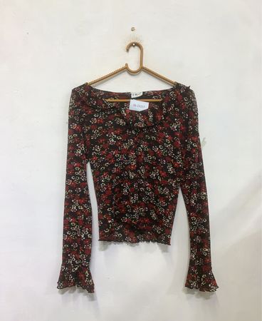 X-Matl Damen Blumendruck Langarmoberteil