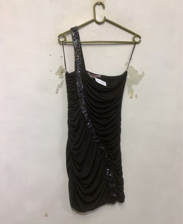 Tally Weijl Schwarzes Ein-Schulter-Pailletten-Kleid