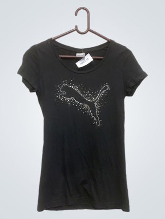 Puma Schwarzes Verziertes Logo T-Shirt