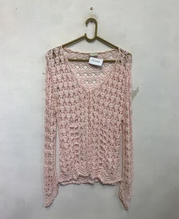 amarante Pink Häkel Langarm Top