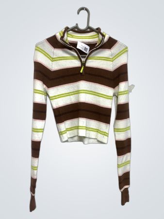 Gestreifter Viertelzip-Pullover