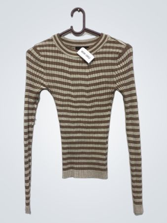 PIECES Gestreifter Rippstrickpullover