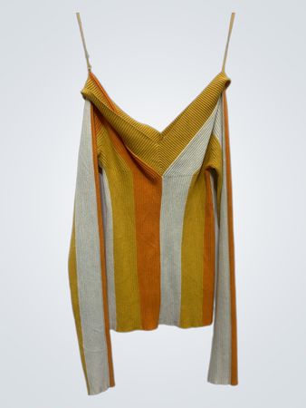 Gestreifter V-Ausschnitt Pullover