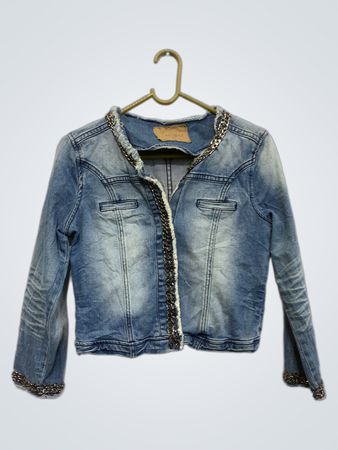 AMISU Jeansjacke mit Kettendetail