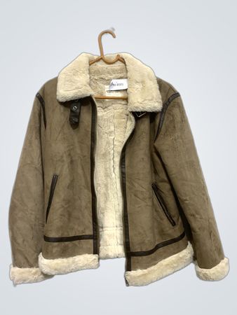GREEN COAST Kunstsuede Lammfellgefütterte Pilotenjacke