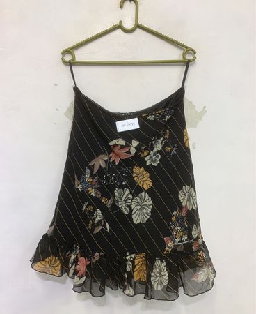 Kaffe Schwarzer Floral Print Rüschensrock