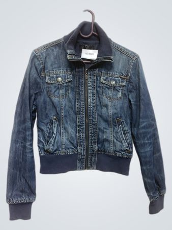 Giacca bomber in denim blu