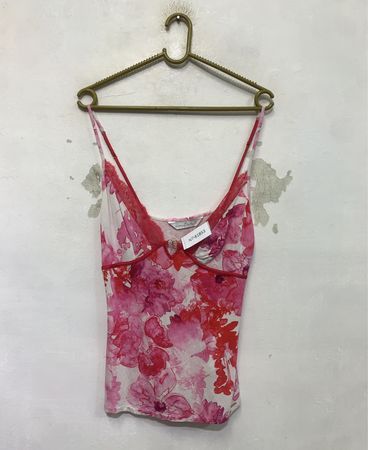 Entice Floral Print Lace Trim Cami
