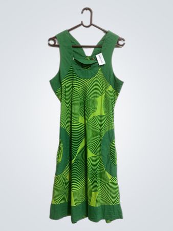 Coton du Monde Green Swirl Print Dress