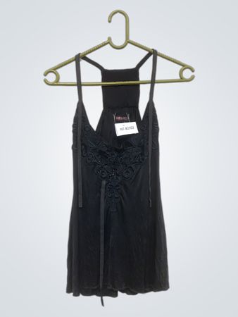 HOMELIVES Schwarzes Perlen-Spitzen-Top NT-82102