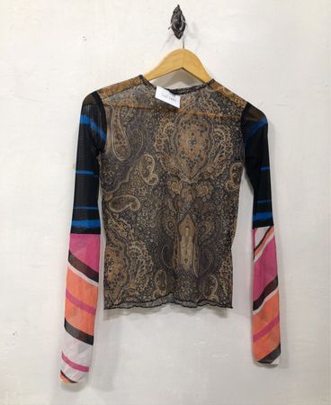 Transparenter Paisley-Print Langarm-Top
