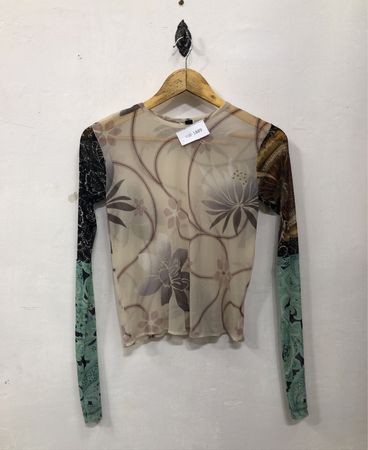 Durchsichtige Blumenmuster Langarm-Bluse