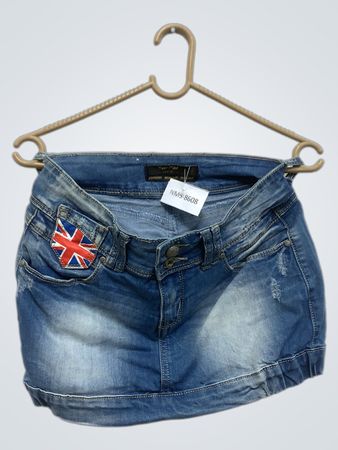 Yoor Mind Jeans Denimrock mit Union Jack Patch
