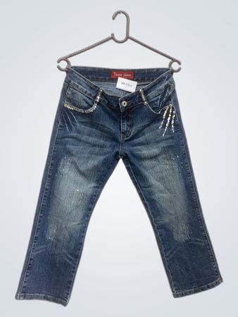 Tanna Jeans Damen Verzierte Denim Capri-Hosen