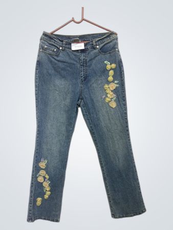 Damen bestickte Schlagjeans