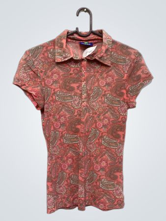 DAILY SPORTS Pink Paisley Print Kurzarm-Kragenhemd