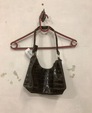 Schwarze Krokodil Prägung Schultertasche