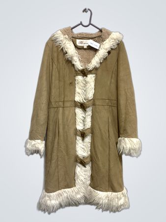 Heaven Damen brauner Faux-Fur gefütterter Mantel