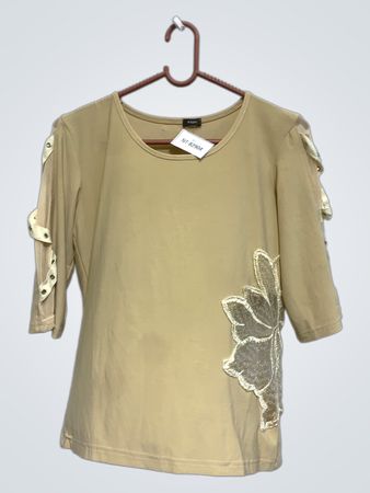 R3DS Damen Beige Spitzen Detail Top