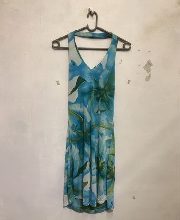 Maya Chix Blau Blumiges Halterkleid