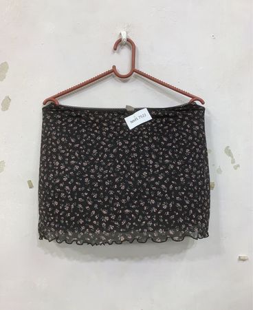 Schwarzer Floral-Druck Minirock