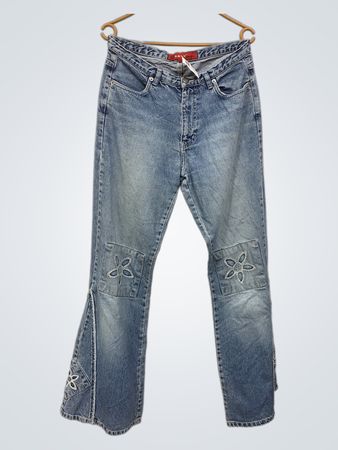 ONLY Jeans Flare-Jeans mit floralem Stickerei