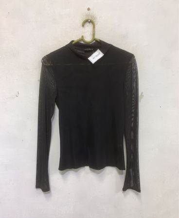 Sinequanone Paris Schwarzes Netzrollkragenoberteil