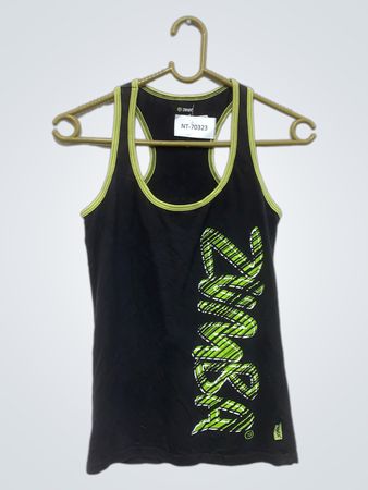 Zumba Schwarzes Tank Top mit Neon grünen Akzenten