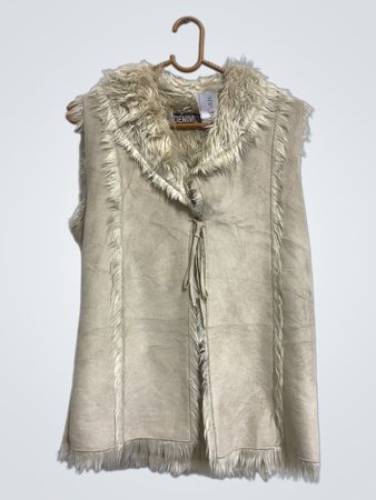 DENIMCO Faux Suede Weste mit Fellbesatz