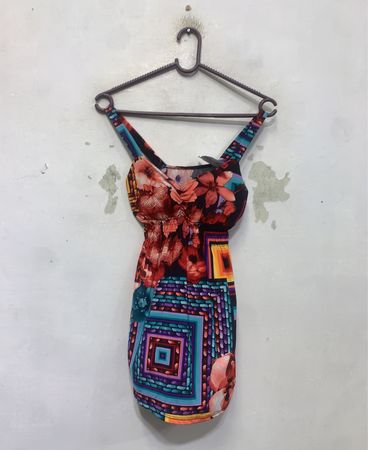 Frauen Buntes Blumenmuster Kleid