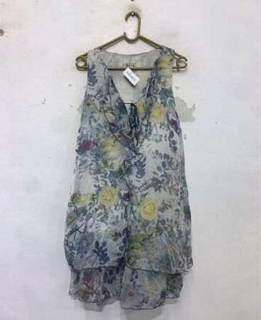 Floral ärmelloses Kleid mit Rüschendetail