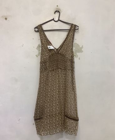 LIU JO JEANS Ärmelloses V-Ausschnitt Smocked Kleid