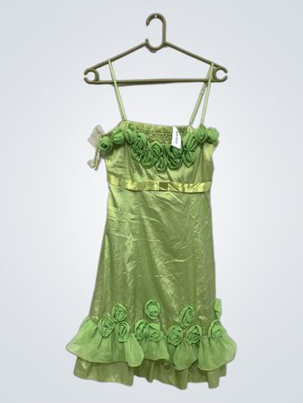 Grünes Kleid mit floralen Verzierungen