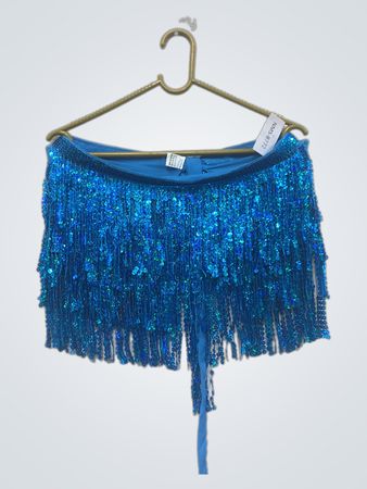 Blauer Paillettenfransenrock