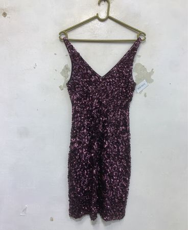 Pailletten V-Ausschnitt Kleid