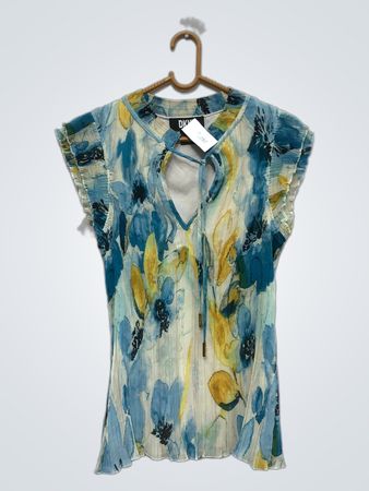 DKNY Floral Print Pleated Top